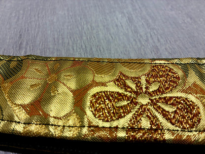 Hana No.02A — Kimono Obi Guitar Strap, full view of the strap showing the floral medallion.