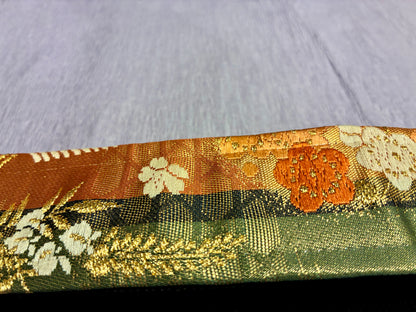 Kusabana No.01A — Kimono Obi Guitar Strap, full view of the strap showing the grass flowers.